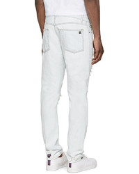 Мужские белые рваные джинсы от Palm Angels