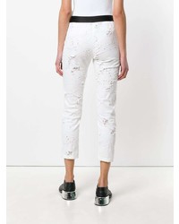 Женские белые рваные джинсы от Ann Demeulemeester