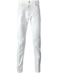 Мужские белые рваные джинсы от DSquared