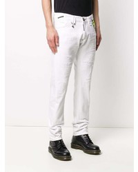 Мужские белые рваные джинсы от Philipp Plein