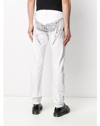 Мужские белые рваные джинсы от Philipp Plein