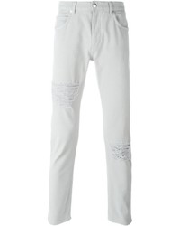 Мужские белые рваные джинсы от Helmut Lang