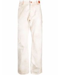 Мужские белые рваные джинсы от Heron Preston
