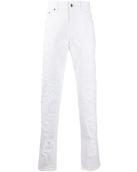 Мужские белые рваные джинсы от Just Cavalli