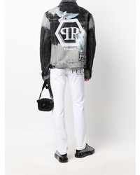 Мужские белые рваные джинсы от Philipp Plein