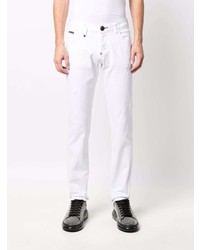 Мужские белые рваные джинсы от Philipp Plein