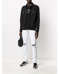 Мужские белые рваные джинсы от Balmain