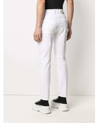 Мужские белые рваные джинсы от Neil Barrett