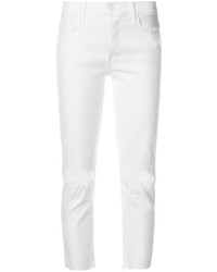 Женские белые рваные джинсы от Mother