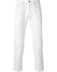 Мужские белые рваные джинсы от (+) People