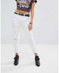 Женские белые рваные джинсы от PrettyLittleThing