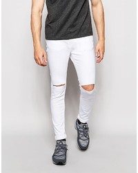Мужские белые рваные джинсы от Pull&Bear