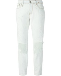 Женские белые рваные джинсы от R 13