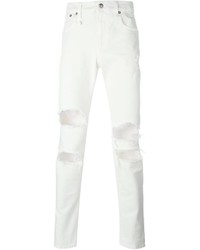 Мужские белые рваные джинсы от R 13