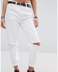 Женские белые рваные джинсы от PrettyLittleThing