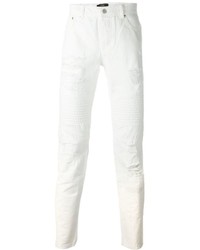 Мужские белые рваные джинсы от Stampd