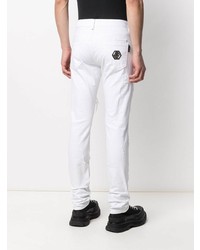 Мужские белые рваные джинсы от Philipp Plein