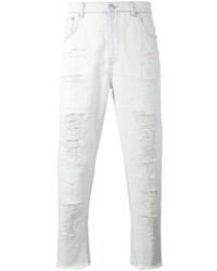 Мужские белые рваные джинсы от Versus