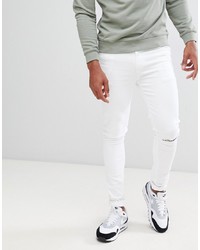 Мужские белые рваные зауженные джинсы от ASOS DESIGN