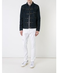 Мужские белые рваные зауженные джинсы от Hl Heddie Lovu