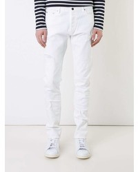 Мужские белые рваные зауженные джинсы от Hl Heddie Lovu