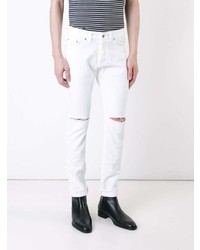 Мужские белые рваные зауженные джинсы от Hl Heddie Lovu