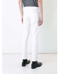 Мужские белые рваные зауженные джинсы от Hl Heddie Lovu