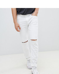 Мужские белые рваные зауженные джинсы от Heart & Dagger