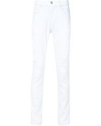 Мужские белые рваные зауженные джинсы от J Brand