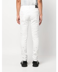 Мужские белые рваные зауженные джинсы от purple brand