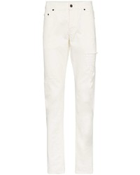 Мужские белые рваные зауженные джинсы от Saint Laurent