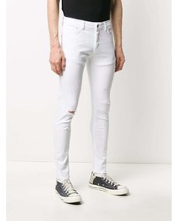Мужские белые рваные зауженные джинсы от Family First