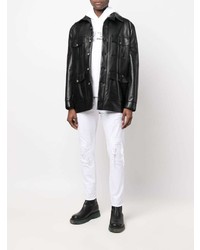 Мужские белые рваные зауженные джинсы от DSQUARED2