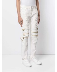 Мужские белые рваные зауженные джинсы от God's Masterful Children