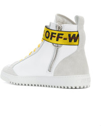 Мужские белые резиновые высокие кеды от Off-White