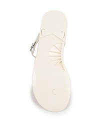 Белые резиновые сандалии на плоской подошве от Mon Ami