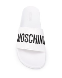 Мужские белые резиновые сандалии с принтом от Moschino