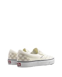 Мужские белые слипоны в клетку от Vans