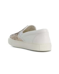 Женские белые слипоны с пайетками от Tory Burch