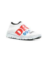 Мужские белые слипоны с принтом от Maison Margiela