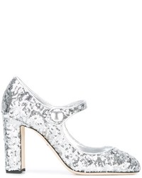 Белые туфли с пайетками от Dolce & Gabbana