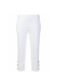 Белые узкие брюки с украшением