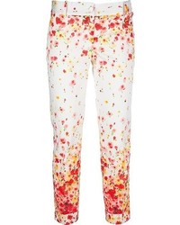 Белые узкие брюки с цветочным принтом от Blugirl