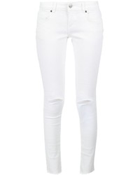 Белые хлопковые рваные джинсы скинни от Anine Bing