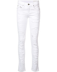 Белые хлопковые рваные джинсы скинни от Rag & Bone