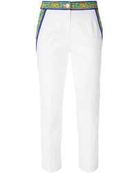 Женские белые шелковые брюки с принтом от Dolce & Gabbana