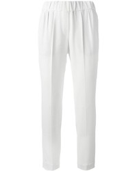 Женские белые шелковые брюки от Brunello Cucinelli