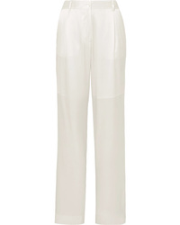 Белые шелковые классические брюки
