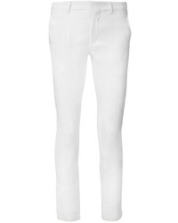 Белые шелковые узкие брюки