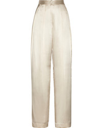 Белые шелковые широкие брюки от By Malene Birger